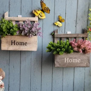 Wall-Mounted Handmade Wooden Flower Basket