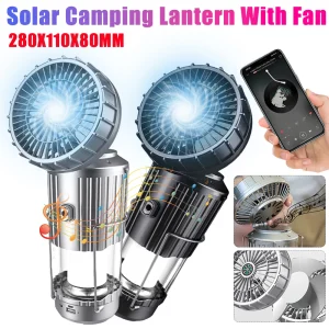 Solar Camping Lantern with Fan USB Bluetooth Speaker