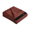 Cotton Knit Throw Blanket Nutmeg Black 50x70