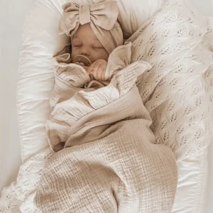 Organic Cotton Ruffled Muslin Baby Swaddle