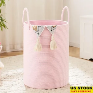 Handwoven Cotton Rope Laundry Basket Washable