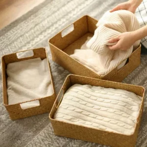 Natural Woven Seagrass Basket Straw Kitchen Storage