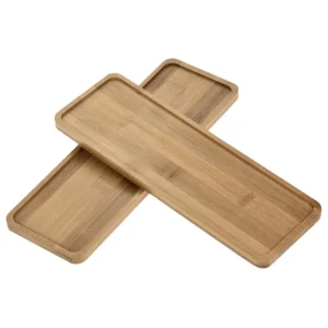 Bamboo Plant Pot Drip Tray Yellow 2-Pack