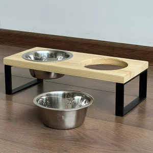Eco-Friendly Elevated Wooden Cat Feeding Bowl