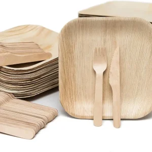 Biodegradable Palm Leaf Bamboo Plates Set