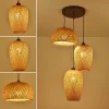Natural Bamboo Rattan LED Pendant Lamp Handwoven