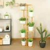Bamboo 5/6-Tier Plant Stand Indoor Outdoor Display Rack