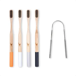 Eco-Friendly Bamboo Toothbrushes with Charcoal Bristles
