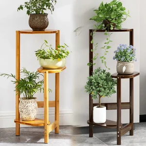 3-Tier Bamboo Corner Plant Stand Indoor Display Rack