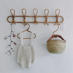 Rattan Wall Hooks Kids Clothes Organizer Hangers