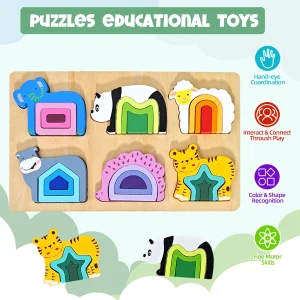 Eco-Friendly Wooden Montessori Animal Puzzle