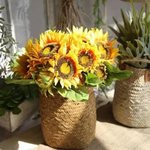 Handmade Straw Woven Planter Basket Laundry Storage
