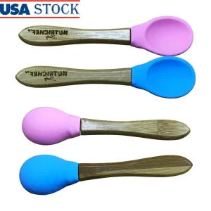 Eco-Friendly Wooden & Silicone Baby Spoon Set
