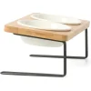 Non-Toxic Ceramic Cat Bowls with Bamboo Stand