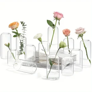 Set of Transparent Glass Bud Vases 12-Pack