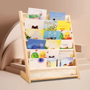 Wooden 6-Tier Bookshelf for Kids Bedroom