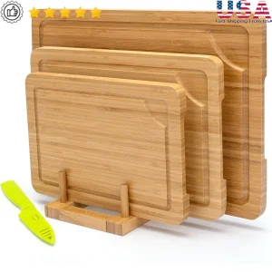 Sustainable Bamboo Cutting Board Set with Handles